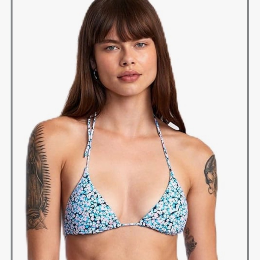 RVCA Sprinkles Halter Triangle Bikini Top NWT
